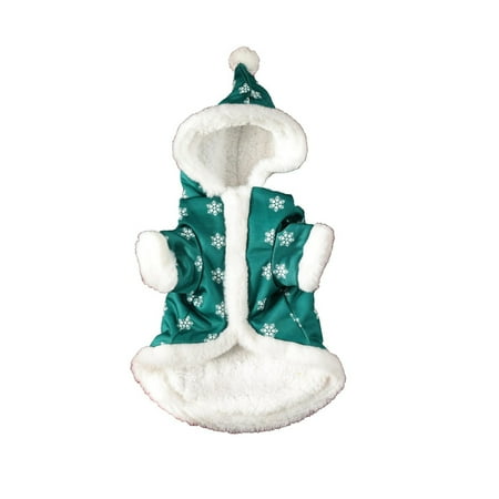 CuiLiyq Christmas Pet Dog Clothing Plush Thick Winter Puppy Clothing With Snowflake Print Decoration for Christmas Decorative Clothing (Green XL)