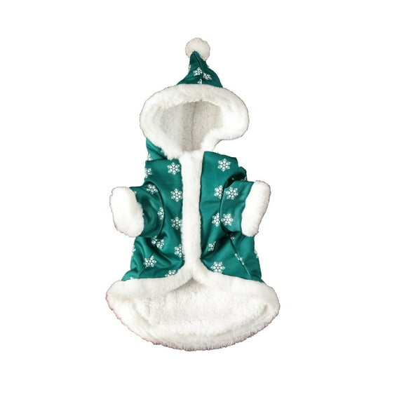 Pet Santa Claus Dog Hoodie Christmas Outfit for Dogs Soft Velvet Winter Sweater Xmas Holiday Clothes - XL (Green)