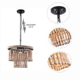 thumbnail image 3 of Miumaeov 4-Lights Wood Bead Chandelier Farmhouse Hanging Pendant Light Fixture for Dining Room Kitchen Living Room, 3 of 16