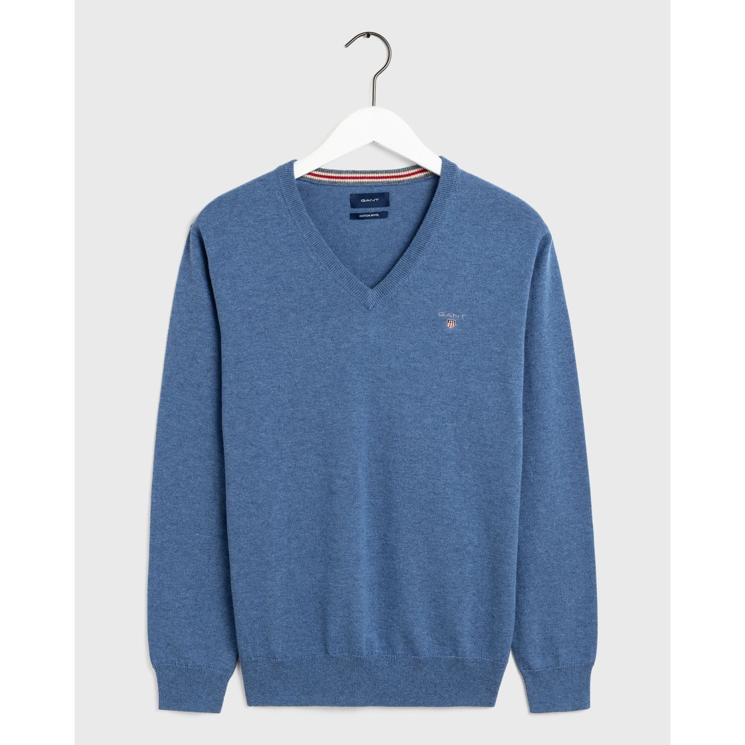 Gant Men's Cotton Wool V-Neck Sweater, Medium, Blue Melange - Walmart.com