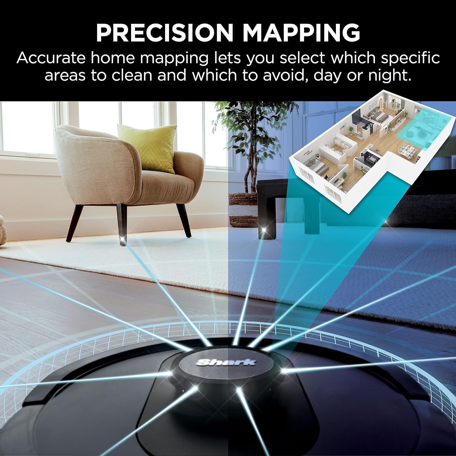 Restored Shark R-AV2501S HEPA Self-Empty Base, Bagless, 30-Day Capacity LIDAR Navigation Perfect for Pet Hair AI Robot Vacuum, Black - (Refurbished)