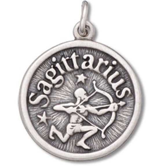 Sterling Silver 30" 1mm Sagittarius Archer Optimistic Zodiac Horoscope Symbol Pendant Necklace