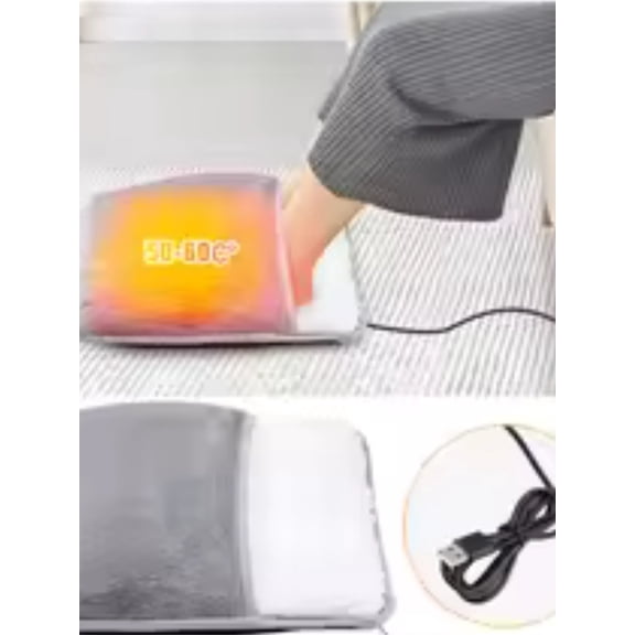 USB Heated Foot Warmer Pad For Adults & Seniors, Soft Plush Machine Washable Electric Foot Warmer Mat With 3 Heat Settings, Fast Warming For Home Office, Bed, Couch (Gray)