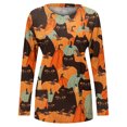 thumbnail image 4 of Camisas Para Mujer Casual Manga Larga Cuello Redondo Bolsillo Blusa Suelta Festival Impreso Tops Odeerbi ODB126986, 4 of 5