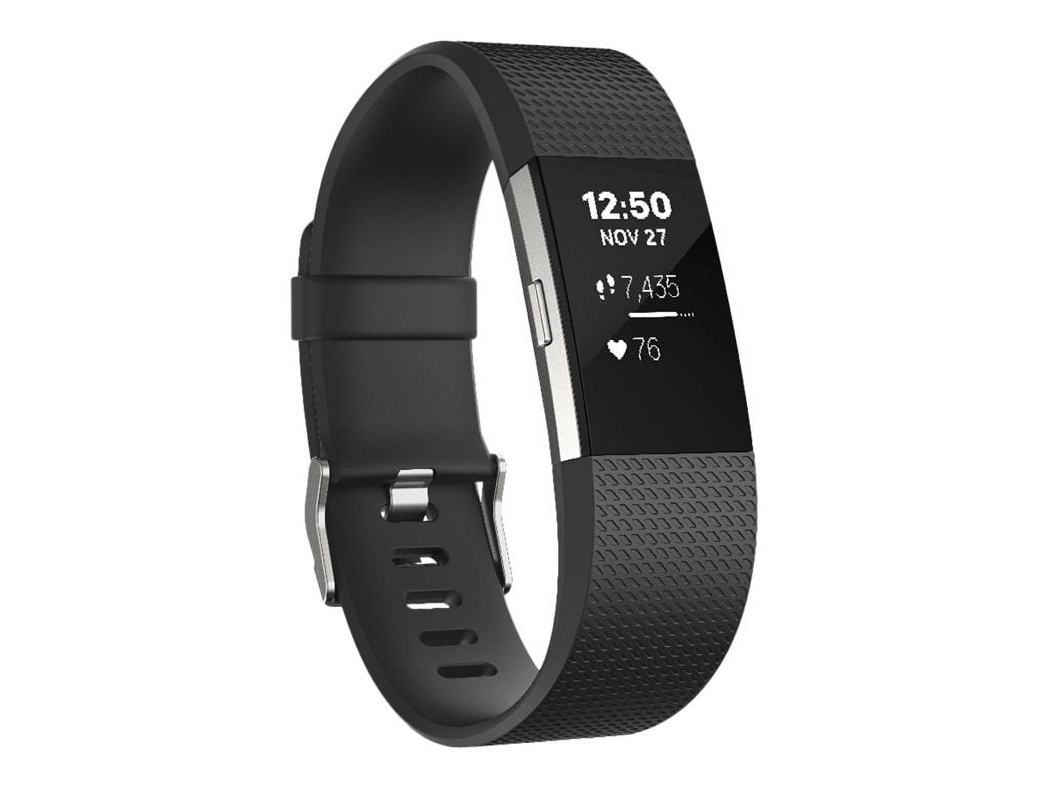 Fitbit Charge 2, Silver, Activity Tracker with Band, Black, Large, Monochrome, Bluetooth, 1.23 Oz, Silver - image 3 of 7