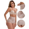 thumbnail image 3 of DARING DIVA Women's High-Waisted Tummy Control Briefs Lace Trim M Light Brown, 3 of 5