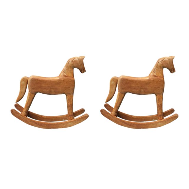 Yuarrent Rocking Horse Ornament Statue Art Carving Collectible for Indoor Children Tipo 1 2piezas