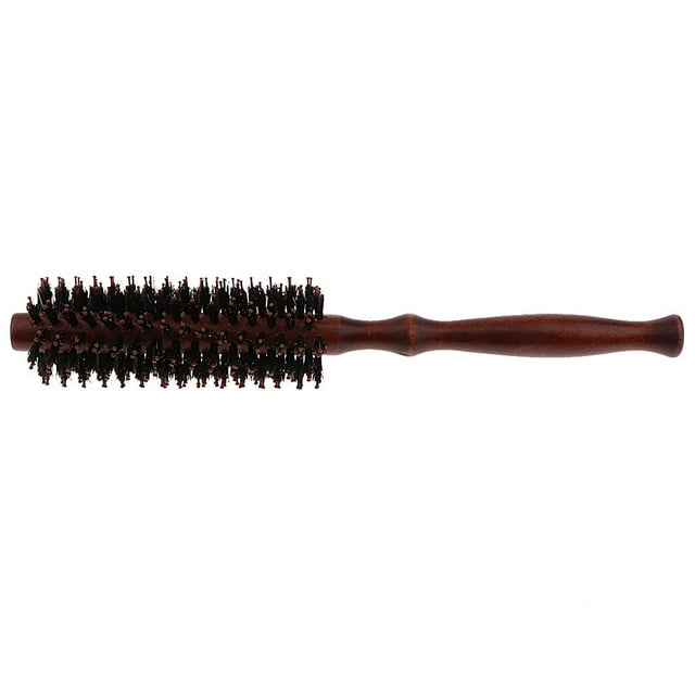 Brosse à Cheveux Ronde en Baril de Bois Résistante à la Chaleur, Peigne Brosse de Massage du Cuir Chevelu Roulée pour S