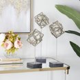thumbnail image 2 of 14", 20", 17"H Silver Marble Geometric Sculpture with Marble Base, by CosmoLiving by Cosmopolitan (3 Count), 2 of 8
