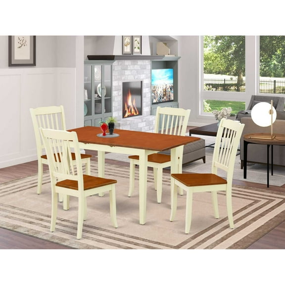 East West Furniture Dining Room Set Buttermilk & Cherry, NODA5-BMK-W