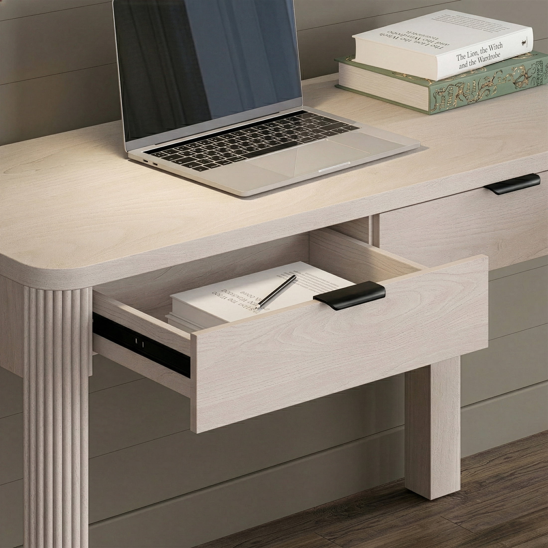 Evelyn&Zoe Modern/Contemporary 48" Wide Alder White Home Office