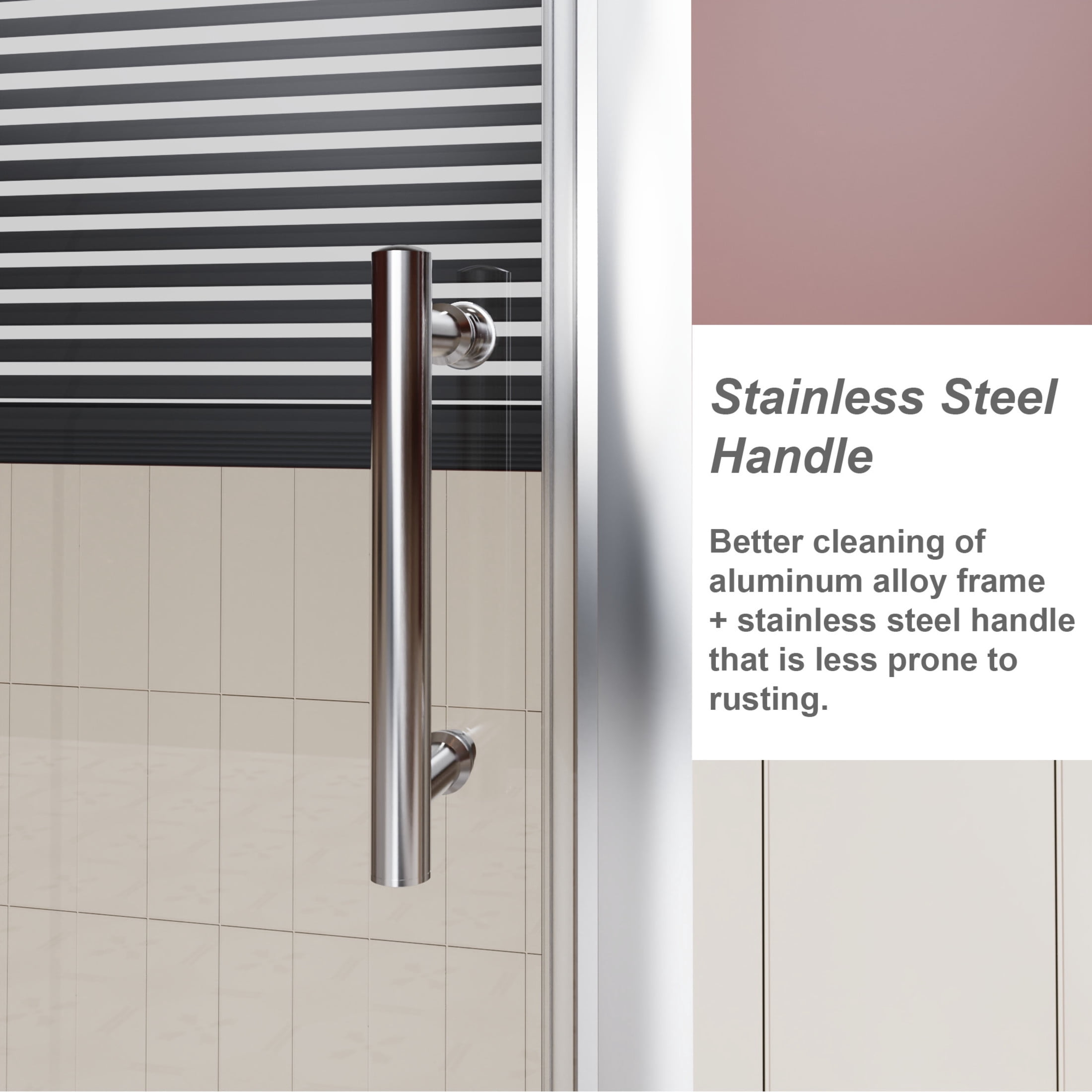 Noble House 60" x 72" Single Sliding Shower Door, 1/5" Clear Tempered Glass with Stainless Steel Handle, Chrome