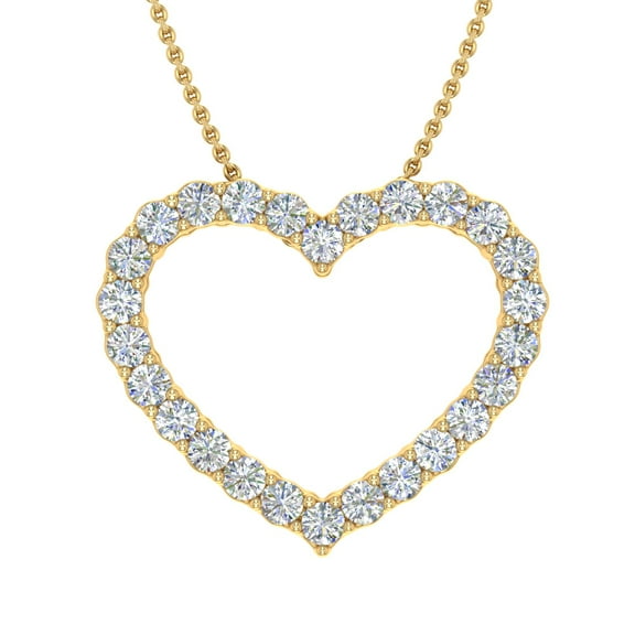 1/2 Carat Diamond Heart Pendant Necklace in 14K Yellow Gold (Included Silver Chain) (I1-I2 Clarity)