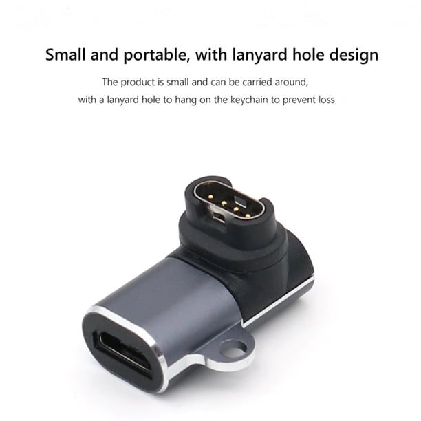 Adaptador de cargador portátil con conector de alimentación con orificio para cordón para Garmin Fenix 7/7S Tmvgtek Para estrenar