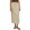 Khaki, variant on Women's Casual Linen Cotton Midi Skirt Solid Color Side Slit Beige L