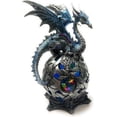 thumbnail image 2 of Ain’t it Nice Dragon Figurine Blue On Light Up LED Orb Cycling Through Many Vibrant Colors Collectible Dragon Statue Fantasy Décor, 4(L) X 4(W) X 8(H) inches (Batteries Included), 2 of 5