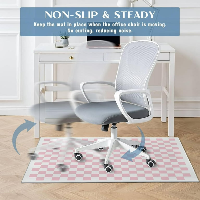 Office Chair Mat for Hardwood Floor Pink Checkered 36