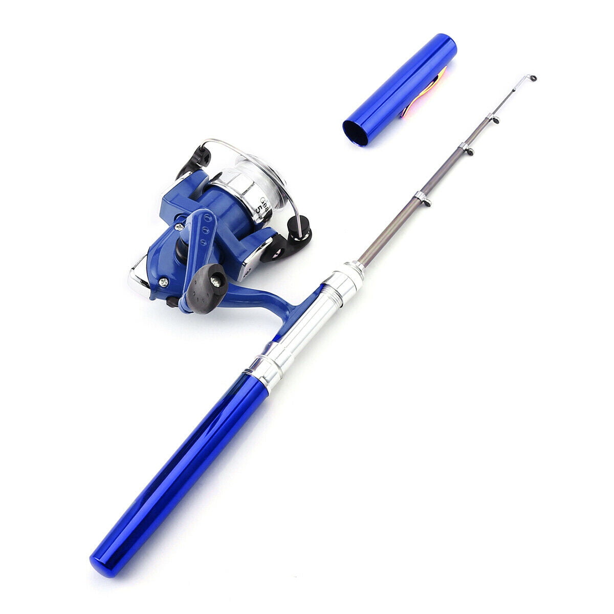 Telescopic Mini Portable Pocket Fish Aluminum Alloy Pen Fishing Rod Pole Reel US 