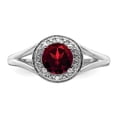 thumbnail image 4 of Sterling Silver Rhodium-plated Diam. & Garnet Ring, 4 of 5