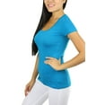 thumbnail image 3 of ToBeInStyle Women's Slim Fit Scoop Neck Short Sleeve Longline Tee, 3 of 5