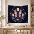 thumbnail image 5 of Butterfly Beneath a Full Moon and Floral Wreath, Dreamy Boho for Celestial Art Lovers, Botanical Wall Art, Housewarming Gift, Tapestry Wall Hanging for Bedroom and Living Room, 5 of 7