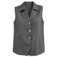 thumbnail image 6 of WAGUTH Women's Cotton Linen Button Down Shirts Sleeveless Notched Lapel Collar Casual Tank Top Blouses for Work Office, 6 of 8