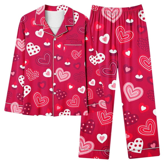 yievot Womens Button Down Pajamas Sets Valentines Day Gift Pajamas Long Sleeve Loungewear 2 Piece Soft Sleepwear