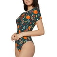 thumbnail image 2 of Naloa Autumn with Pumpkins Women's Short-Sleeved Onesie, One-Piece Swimsuit for Parties, dates, clubs - Large, 2 of 9