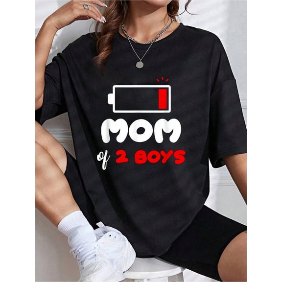 Mom Of 2 Boys Funny 2 Sons Mommy Of Two Boys Mother's Day T-Shirt