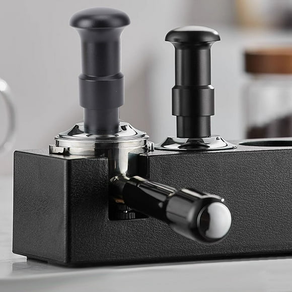 Coffee Tamper Spring Loaded Constant Pressure Stainless Steel Base Home Office Black