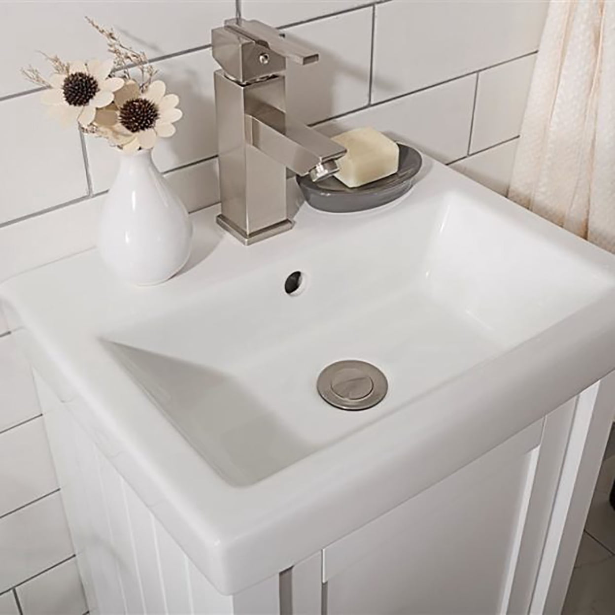 Indoor Home Decorative Bathroom, Washroom, Kitchen 18" White Sink Vanity