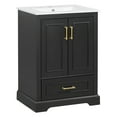 thumbnail image 3 of viswild 24" Bathroom Vanity with Sink, Freestanding Cabinet with Divided Drawer & Soft Close Doors, Door Storage Racks, Solid Wood Frame, Black, 3 of 13
