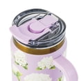 thumbnail image 5 of Thyme & Table 32oz Stainless Steel Luna Tumbler with Handle and Dual Straw Lid, White Hydrangeas, 5 of 7