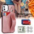 thumbnail image 4 of Design for iPhone 11/Eleven Phone Case with Screen Protector Adjustable Wrist Strap Kickstand Credit Card Slot Slim Shockproof Hybrid Rugged Protective Cover for iPhone11 Women 6.1" Rose Gold, 4 of 14