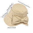 thumbnail image 2 of Minimalist Solid‑Color Side Bow Basin Hat Soft Woven Texture Wide Brim Ladies Literary‑style Outdoor Sun‑Protection Head‑Accessory, 2 of 3
