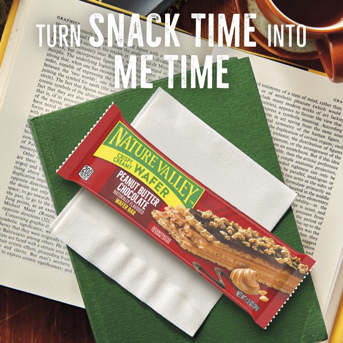 (6 pack) Nature Valley Crispy Creamy Wafer Bar, Peanut Butter Chocolate, 4g Protein, 5 Bars, 6.5 oz
