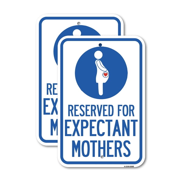 (2 Pack) Reserved for Expectant Mothers (With Graphic) | 18" X 24" Heavy-Gauge Aluminum Sign | Rust Free Aluminum, Weather Resistant, Waterproof, Fade Resistant, 2 Pre-drilled Holes