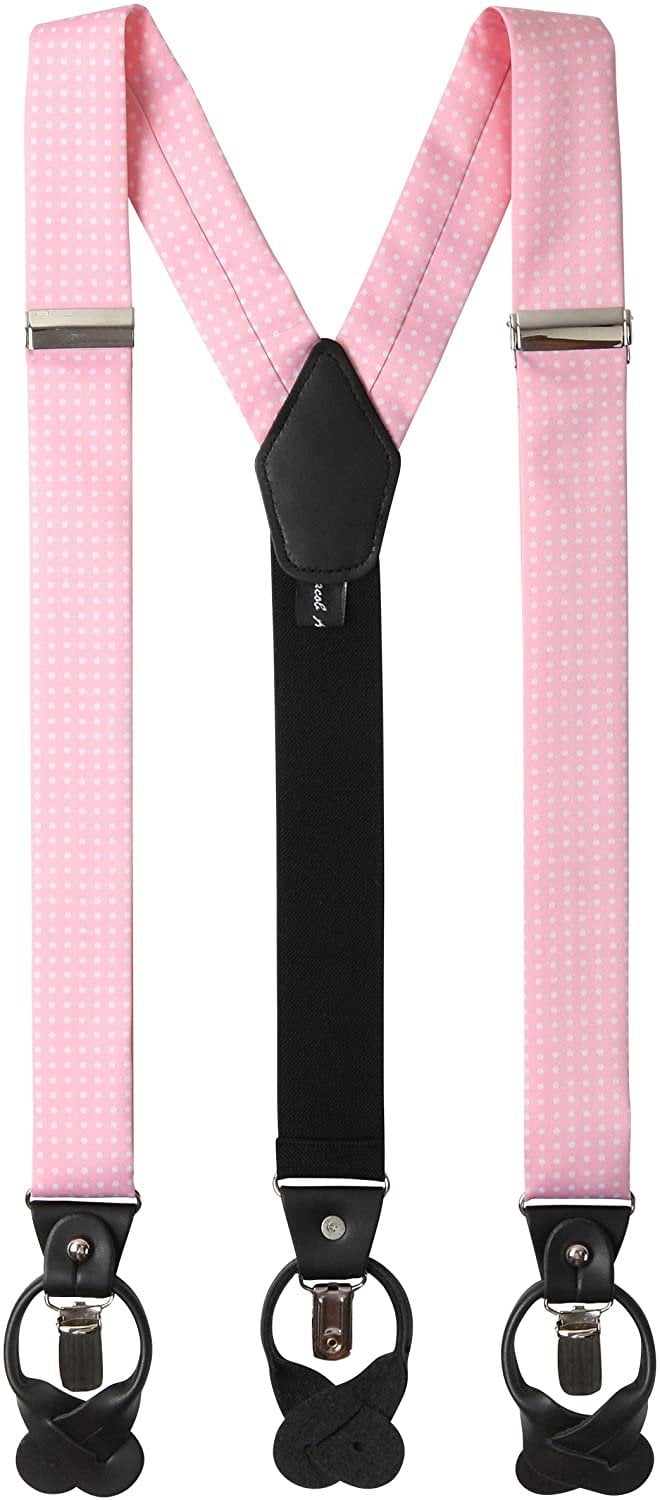 Unisex Clip-on Braces Elastic Blue/Pink "Polka Dot" Suspender 