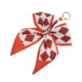 thumbnail image 5 of Unique Bargains 1 Pc Trendy Long Scarf Ribbon Bow Plaid Handbag Charm Decorative Keychain Red, 5 of 5