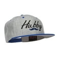 thumbnail image 5 of Hubby Mustache Embroidered Flat Bill Snapback - Royal Grey OSFM, 5 of 5