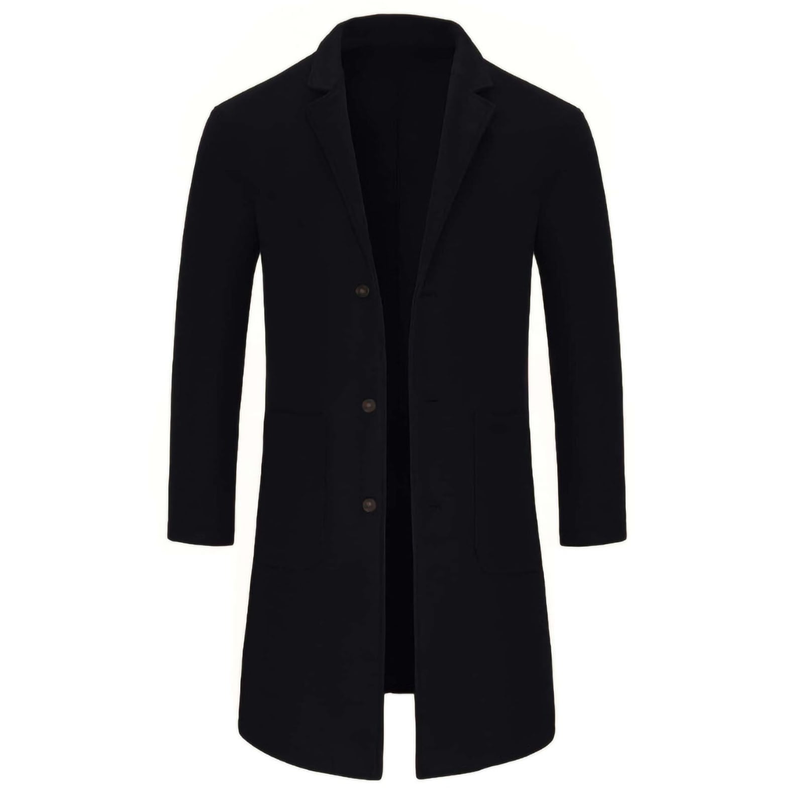 Lcziwo Mens Warm Winter Trench Coat Single Breasted Notch Lapel