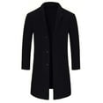 thumbnail image 3 of Lcziwo Winter Trench Coat for Men Single Breasted Notch Lapel Pea Coat Wool Blend Medium Length Overcoat Classic Business Casual Top Coat Black,M, 3 of 7