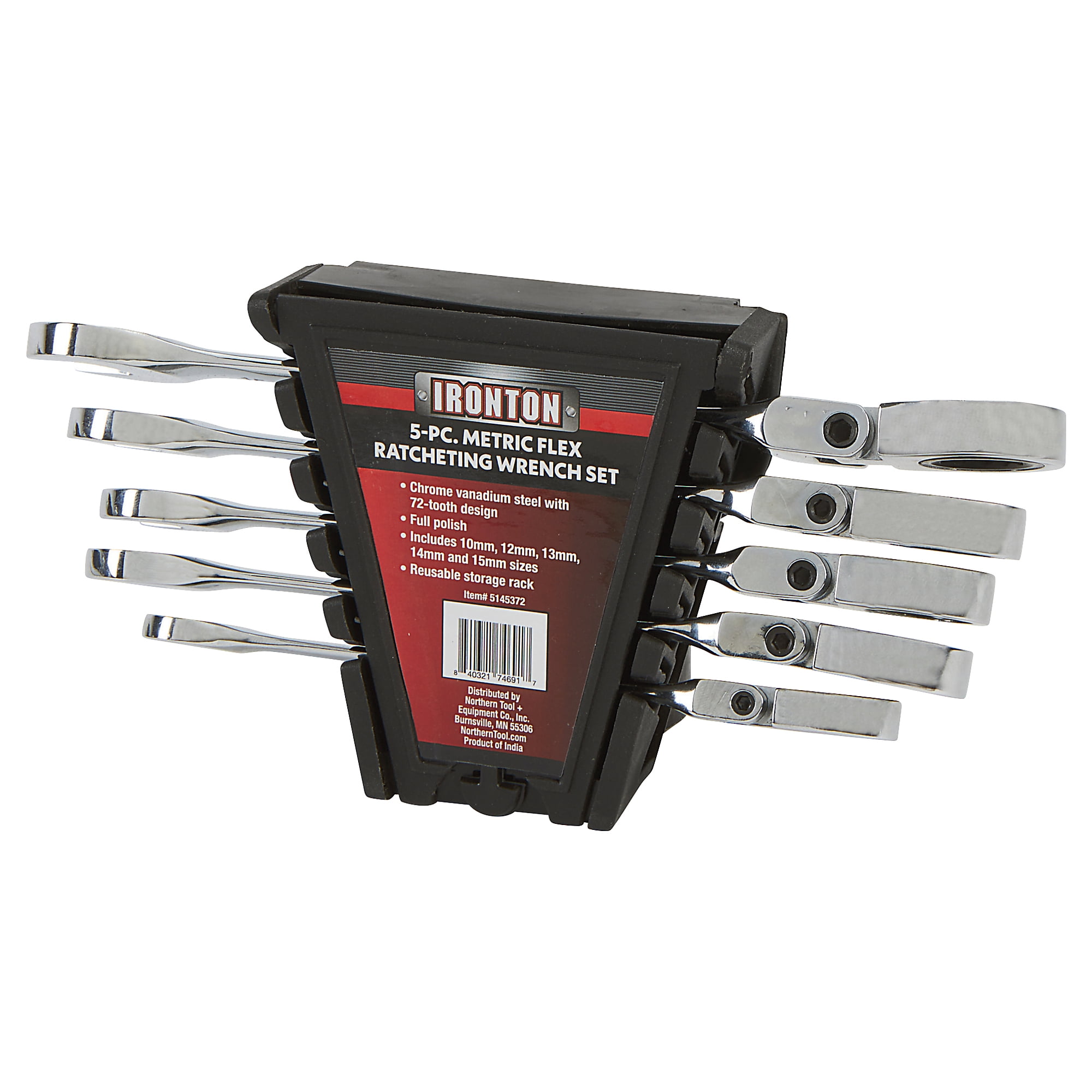 Ironton 5-Pc. Flex-Head Metric Ratcheting Combination Wrench Set