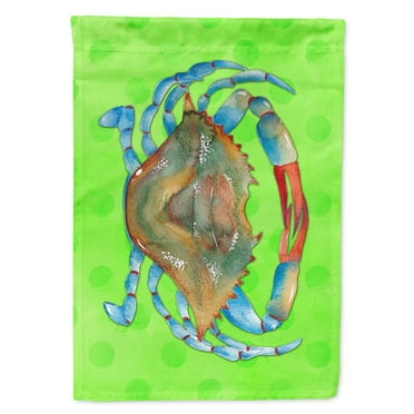 Carolines Treasures BB8245CHF Blue Crab Green Polkadot Flag Canvas House Size  Large multicolor