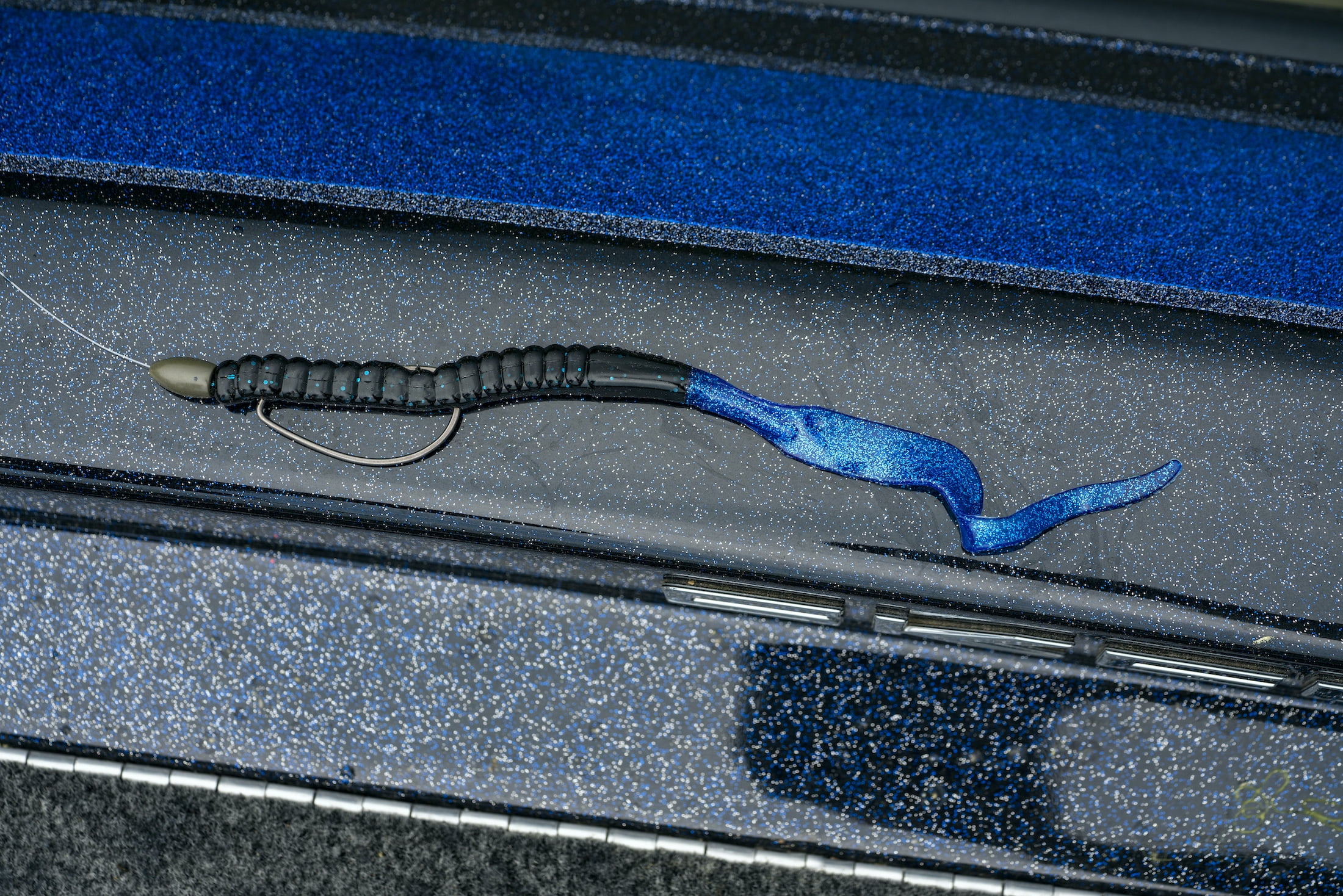 (2 pack) Berkley PowerBait® Power Worm Fishing Bait, Black/Blue, 7in
