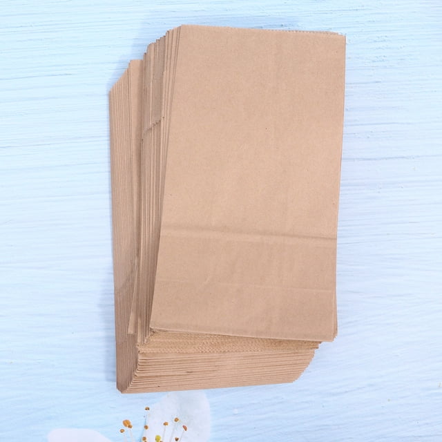 OULII 100Pcs Yellow Kraft Paper Food Pouch Takeaway Packaging Bag for Cookies and Snacks
