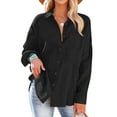 thumbnail image 6 of Mgmyaa Button Down Shirts for Women V Neck Rolled Up Long Sleeve Tops Elegant Dressy Blouses Business Casual Outfits with Pocket, 6 of 7