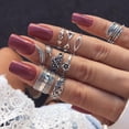 thumbnail image 2 of Boho Triangle Midi Finger Rings Jewelry Set Vintage Punk Carved, 2 of 5