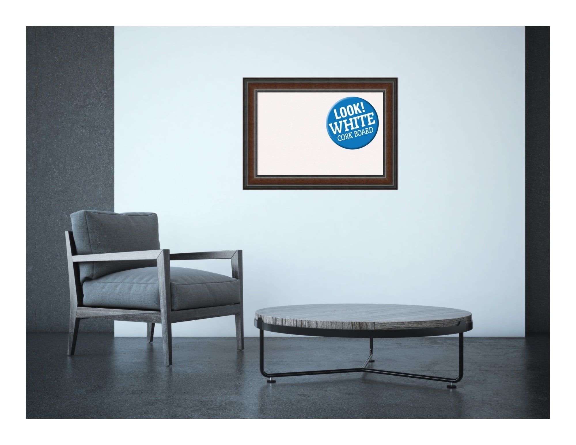 Amanti Art Natural Cork Board Wood Framed Cyprus Walnut Bulletin Board 29 in. x 21 in.