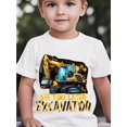 thumbnail image 1 of Cartoon Excavator Graphic T-Shirt - "See You Later Excavator" Design, Short Sleeve, Round Neck, Casual Spring/Summer Top for Kids, Casual Wear | Playful Design | Comfortable Fit, Excavator Tshirt, 1 of 6